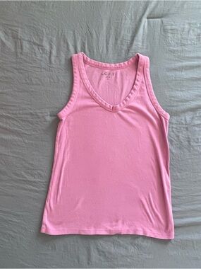 LOFT Pink V-Neck Tank Top - Women's Sleeveless Tee Medium